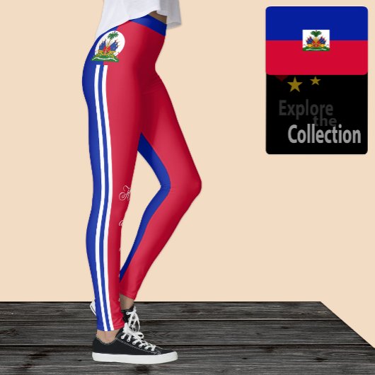 Haïti mode leggings, Haïtiaanse vlag / sport Leggings