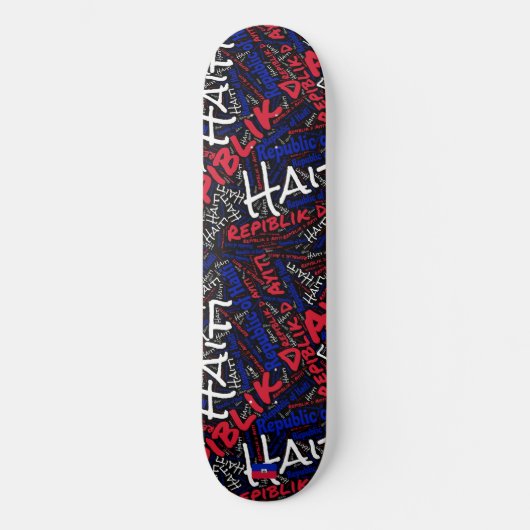 Haiti Nationale Trots Wordcloud Skateboard (Voorkant)