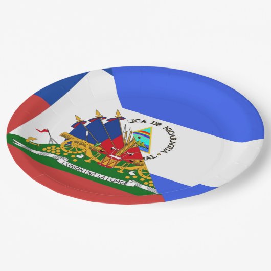 Haiti Nicaragua Flag | Half Haïtiaans Nicaraguan Papieren Bordje (Gekanteld)