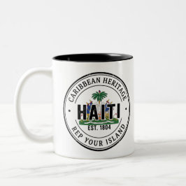 Haïti Paspoort Stempel | Caraïbisch Erfgoed Tweekleurige Koffiemok