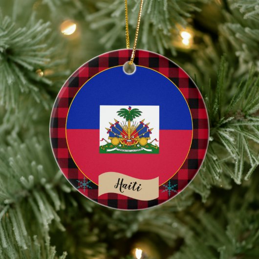Haïti, Rode buffels, Haïtiaanse vlag Keramisch Ornament (Boom)