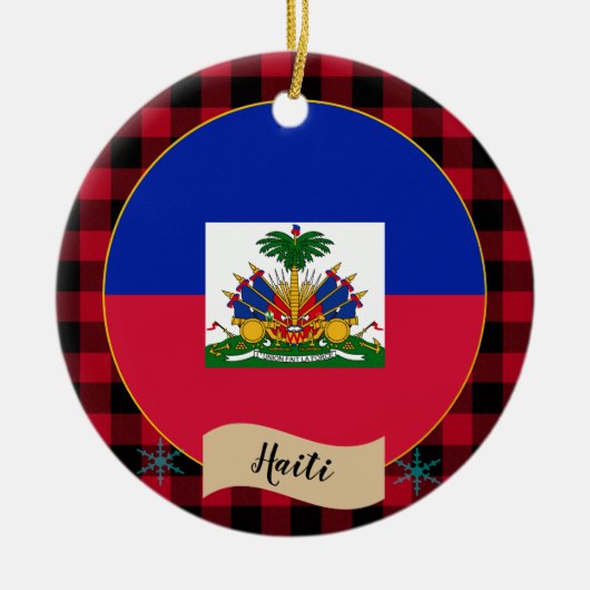 Haïti, Rode buffels, Haïtiaanse vlag Keramisch Ornament (Voorkant)