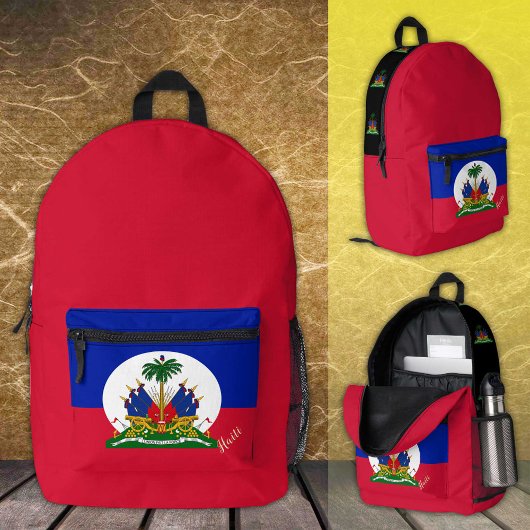 Haïti, Rood, rugzak, Haïtiaanse vlag / Custom Bedrukte Rugzak