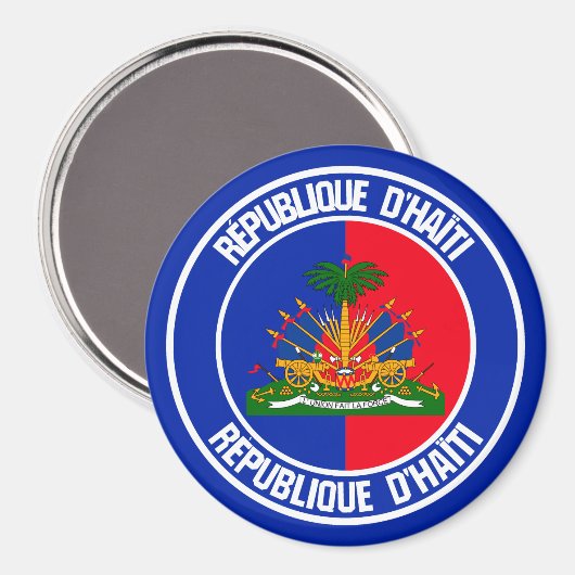 Haïti Round Emblem Magneet (Voorkant / Achterkant)