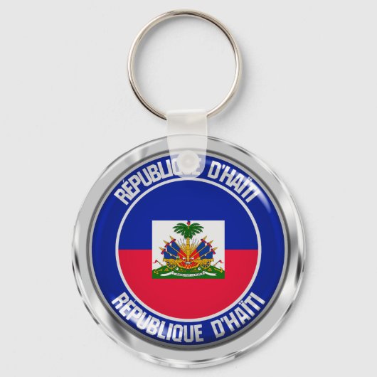 Haïti Round Emblem Sleutelhanger (Voorkant)