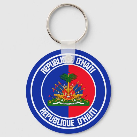Haïti Round Emblem Sleutelhanger (Voorkant)