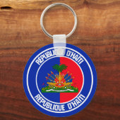 Haïti Round Emblem Sleutelhanger (Voorkant)