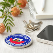 Haïti Round Emblem Sleutelhanger (Zijkant)