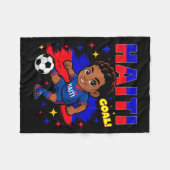Haiti Soccer Kid Haitian Flag Soccer Player Footba Fleece Deken (Voorkant (Horizontaal))