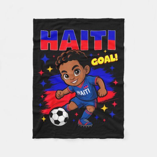 Haiti Soccer Kid Haitian Flag Soccer Player Footba Fleece Deken (Voorkant)