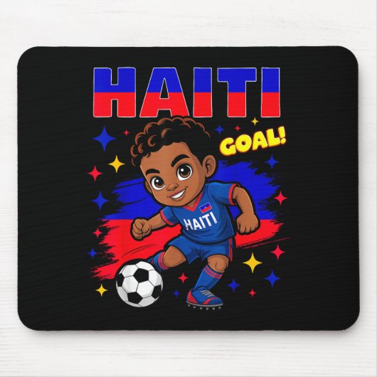 Haiti Soccer Kid Haitian Flag Soccer Player Footba Muismat (Voorkant)