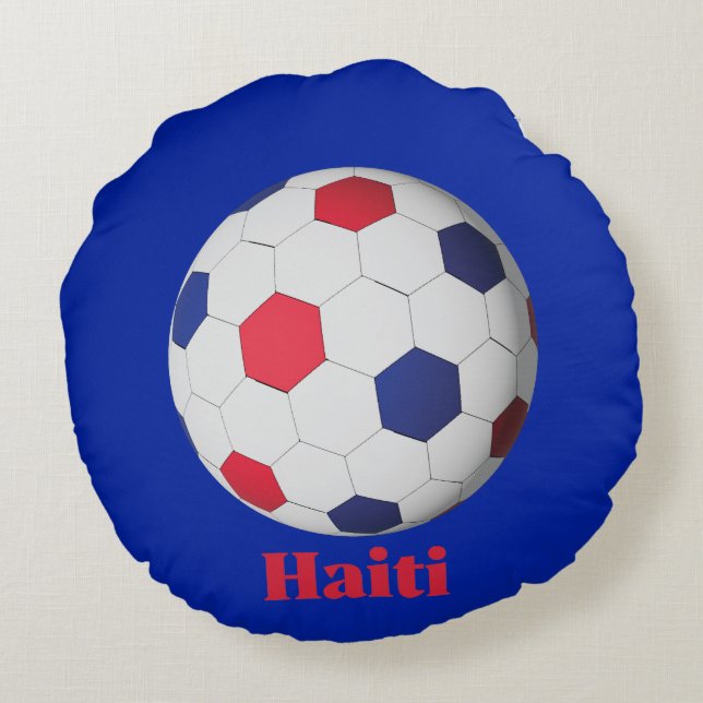 Haiti Soccer Rond Kussen (Achterkant)