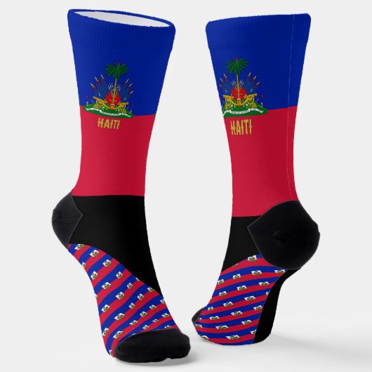 Haïti Sokken, Haïtiaanse vlag kleuren / sport Sokken (Gebogen)