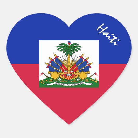 Haïti Sticker, Hart, Patriottische Haïtiaanse Vlag Hart Sticker (Voorkant)