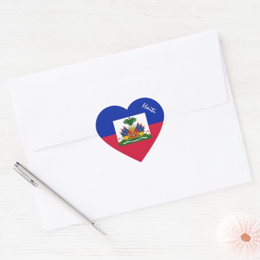 Haïti Sticker, Hart, Patriottische Haïtiaanse Vlag Hart Sticker (Envelop)