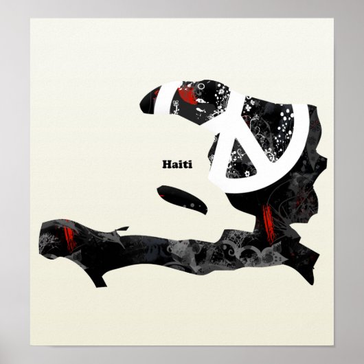 Haïti Trendy Peace Sign met Haïtiaanse kaart Poster (Voorkant)