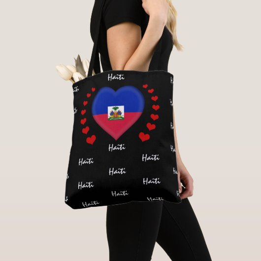 Haïti Vlag & Hart, Haïtiaanse Vlag mode / sport Tote Bag (Dichtbij)