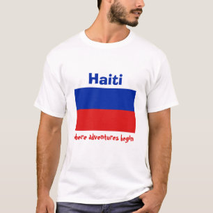 Haiti Vlag + Kaart + Tekst T-Shirt