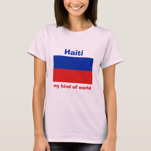 Haiti Vlag + Kaart + Tekst T-shirt (Voorkant)