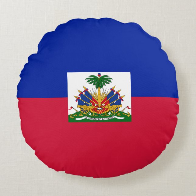 Haiti Vlag Rond Kussen (Voorkant)