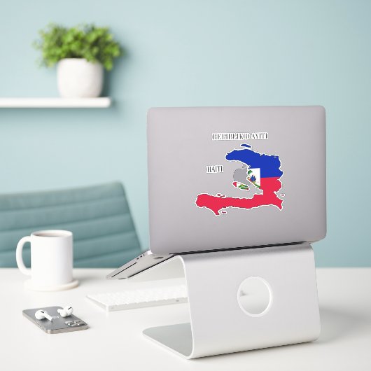 Haïti-vlag Sticker (Laptop op bureau)