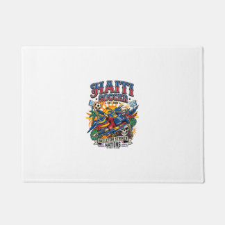Haïti Voetbal Skelet Aanvaller Landen Poster Stijl Deurmat