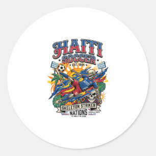 Haïti Voetbal Skelet Aanvaller Landen Poster Stijl Ronde Sticker