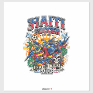 Haïti Voetbal Skelet Aanvaller Landen Poster Stijl Sticker