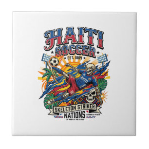 Haïti Voetbal Skelet Aanvaller Naties Poster Stijl Tegeltje