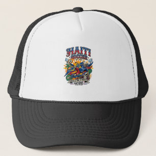 Haïti Voetbal Skelet Aanvaller Naties Poster Stijl Trucker Pet