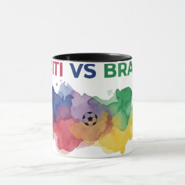 Haïti vs Brazilië Aquarel Kaart Vlag Voetbal Mok