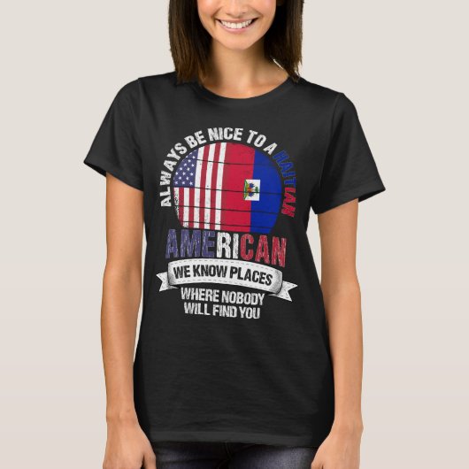 Haïtiaans-Amerikaanse kent de vlag Haïti T-shirt (Voorkant)