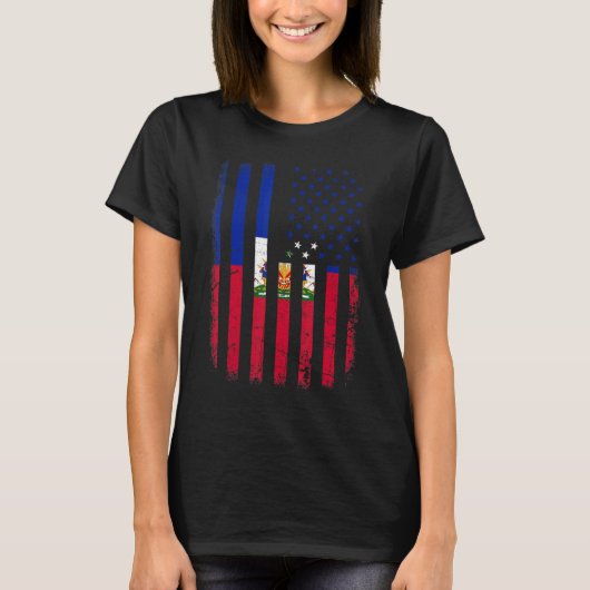 Haïtiaans-Amerikaanse vlag Haïtiaanse roet Haïti A T-shirt (Voorkant)
