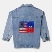 Haïtiaans-Amerikaanse vlaggepride dag met Haïtië Denim Jacket (Achterkant)
