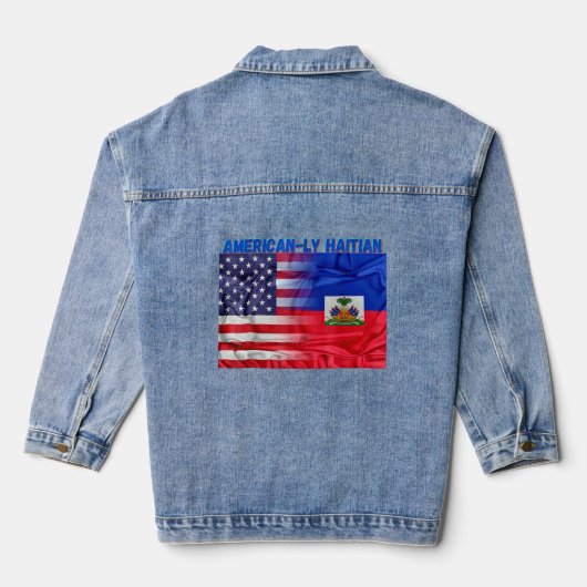 Haïtiaans-Amerikaanse vlaggepride dag met Haïtië Denim Jacket (Achterkant)