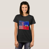 Haïtiaans-Amerikaanse vlaggepride dag met Haïtië T-shirt (Voorkant volledig)