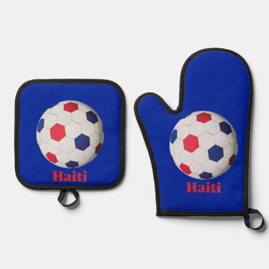 Haïtiaans Voetbal Ovenwant & Pannenlap Set (Voorkant)