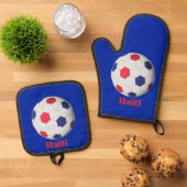Haïtiaans Voetbal Ovenwant & Pannenlap Set (Top down)