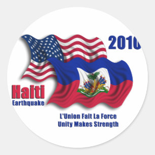 Haïtiaanse & Amerikaanse zwaaiende vlaggen voor Ha Ronde Sticker