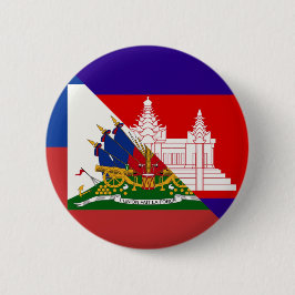 Haïtiaanse Cambodjaanse vlag | Haïti HalfCambodjaa Ronde Button 5,7 Cm