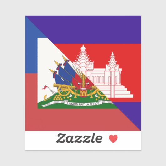 Haïtiaanse Cambodjaanse vlag | Haïti HalfCambodjaa Sticker (Vel)
