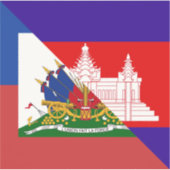 Haïtiaanse Cambodjaanse vlag | Haïti HalfCambodjaa Sticker (Voorkant)