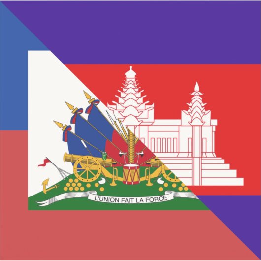 Haïtiaanse Cambodjaanse vlag | Haïti HalfCambodjaa Sticker (Voorkant)