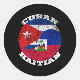 Haïtiaanse Cubaanse vlag Halve Cubaanse helft Haït Ronde Sticker