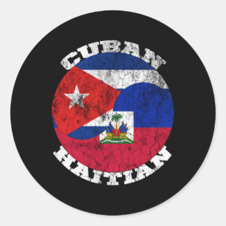 Haïtiaanse Cubaanse vlag Halve Cubaanse helft Haït Ronde Sticker