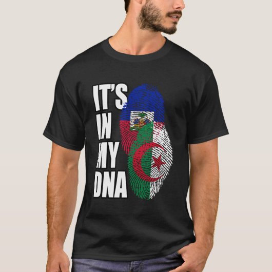 Haïtiaanse en Algerijnse mix DNA vlag erfgoed T-shirt (Voorkant)