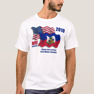 Haïtiaanse en Amerikaanse golfvlaggen voor Haïti T-shirt