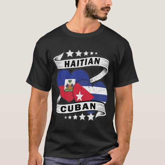Haïtiaanse en Cubaanse vlag T-shirt (Voorkant)