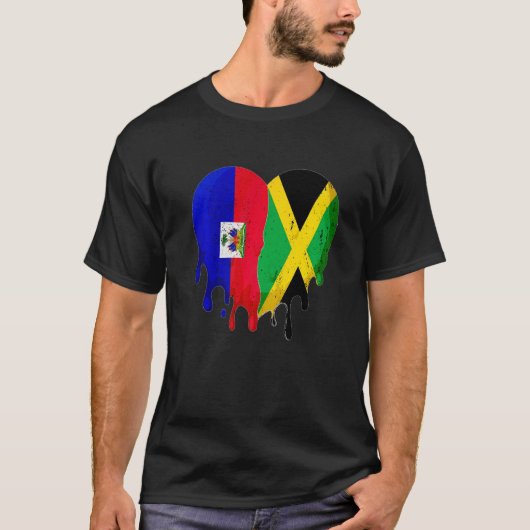Haïtiaanse Jamaicaanse hispanic Heritage Month Fla T-shirt (Voorkant)