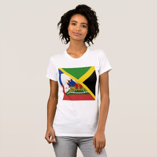Haïtiaanse Jamaicaanse vlag | Halve Jamaica Haïti T-shirt (Voorkant volledig)